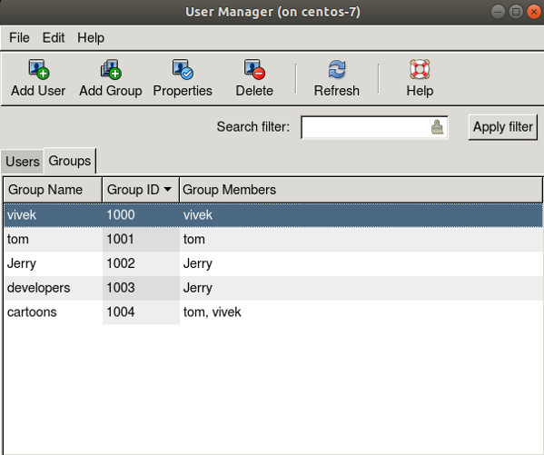 Linux Agregar usuario al grupo mediante herramientas GUI