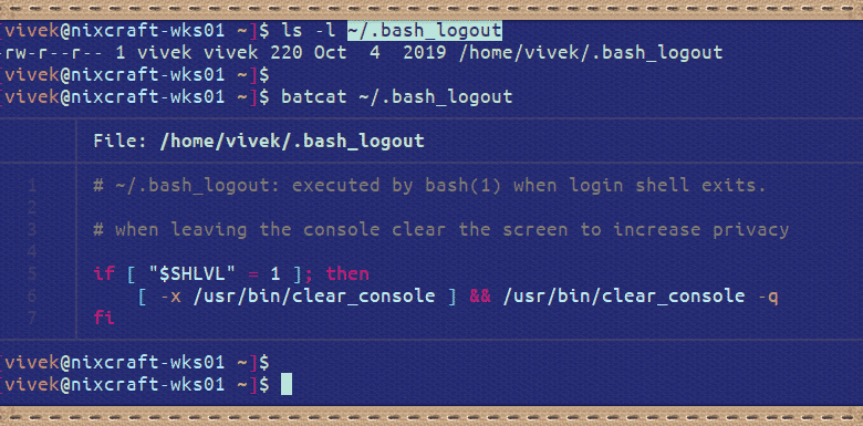 Archivo .bash_logout estándar en Ubuntu Linux