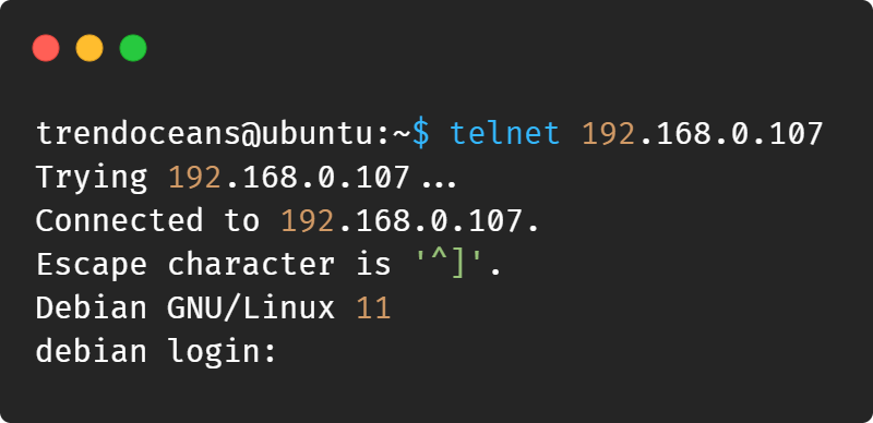 Conéctese a un sistema Linux remoto a través de Telnet