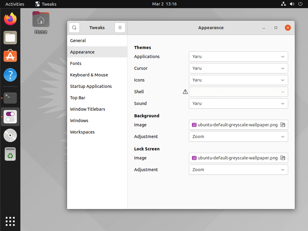 Ajustes de Ubuntu Gnome
