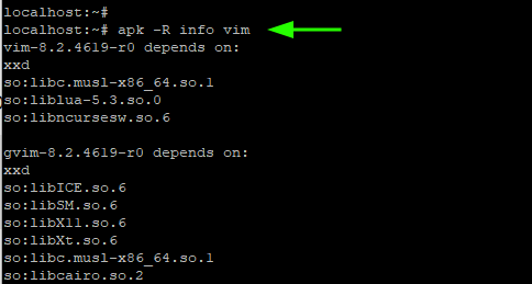 Lista de dependencias de paquetes en Alpine Linux