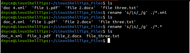 Eliminar espacios de nombres de archivo en Linux