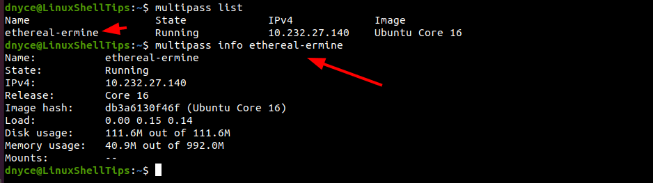 Verifique la información de Ubuntu Multipass