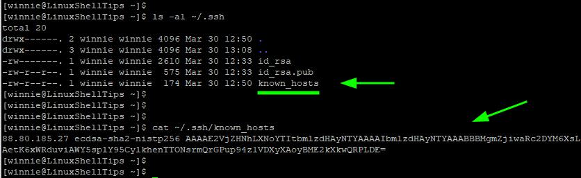 Mostrar archivo de hosts SSH