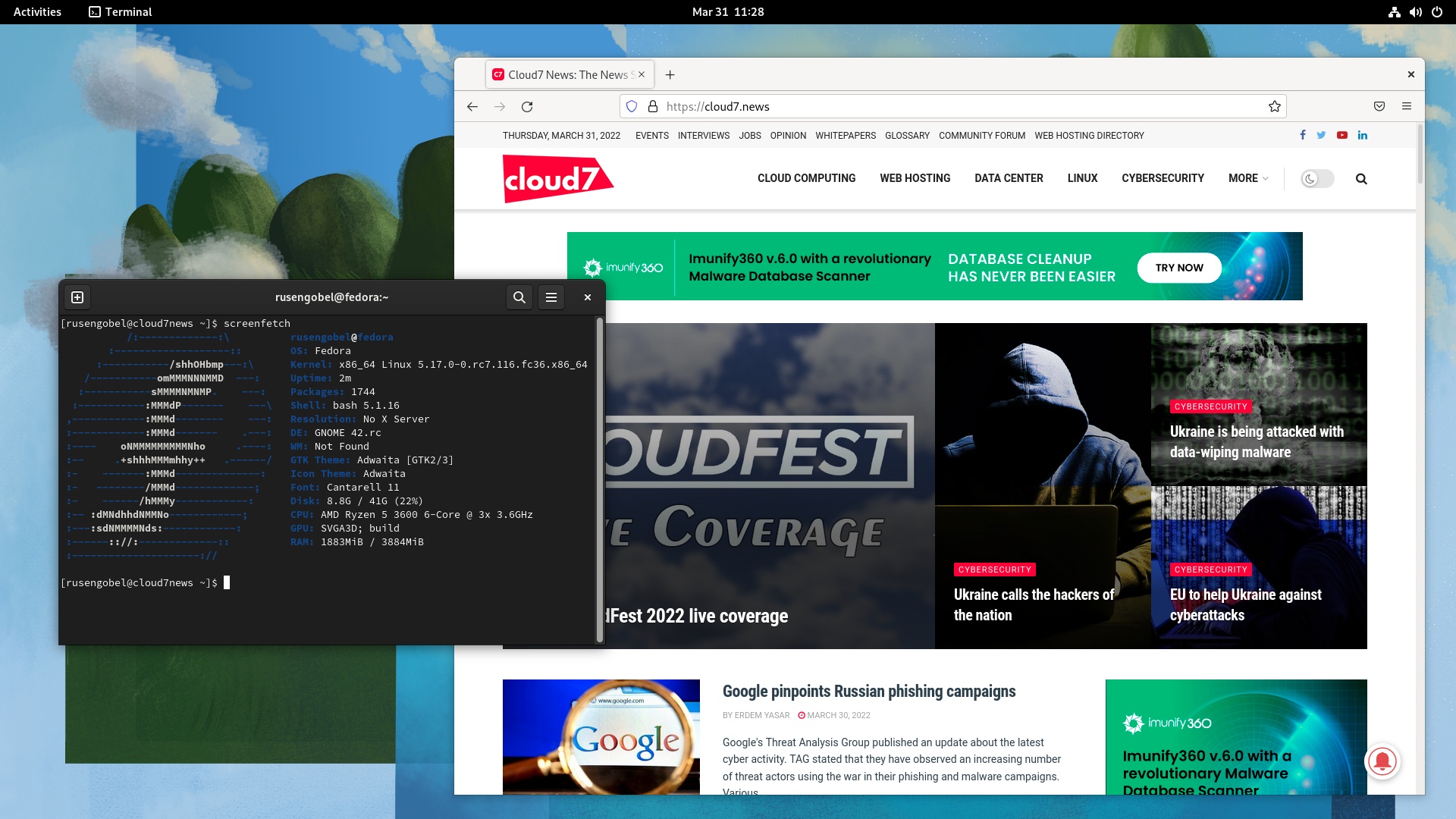 Fedora 36 beta captura de pantalla 1