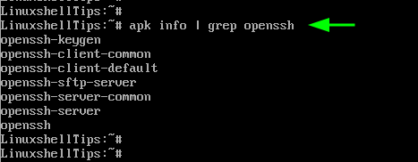 Valide el paquete OpenSSH en Alpine Linux