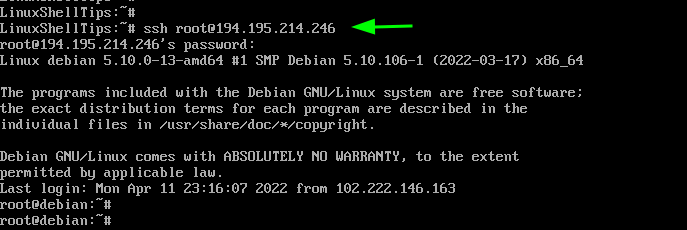 Conexión SSH al servidor Linux