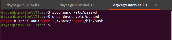 Compruebe el shell de usuario de Linux