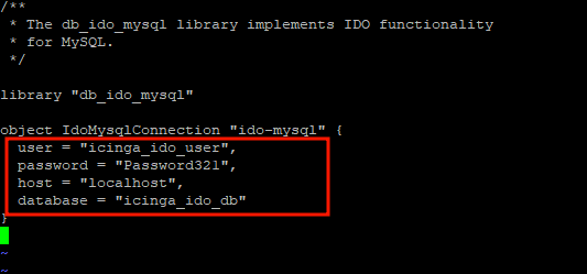 Configuración de la base de datos Icinga-IDO-MySQL
