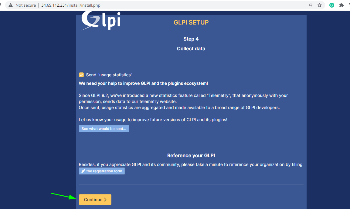 Estadísticas de uso de GLPI