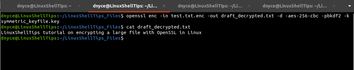 Descifrar archivo con clave usando OpenSSL