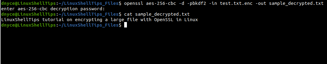 Descifrar archivo con contraseña usando OpenSSL