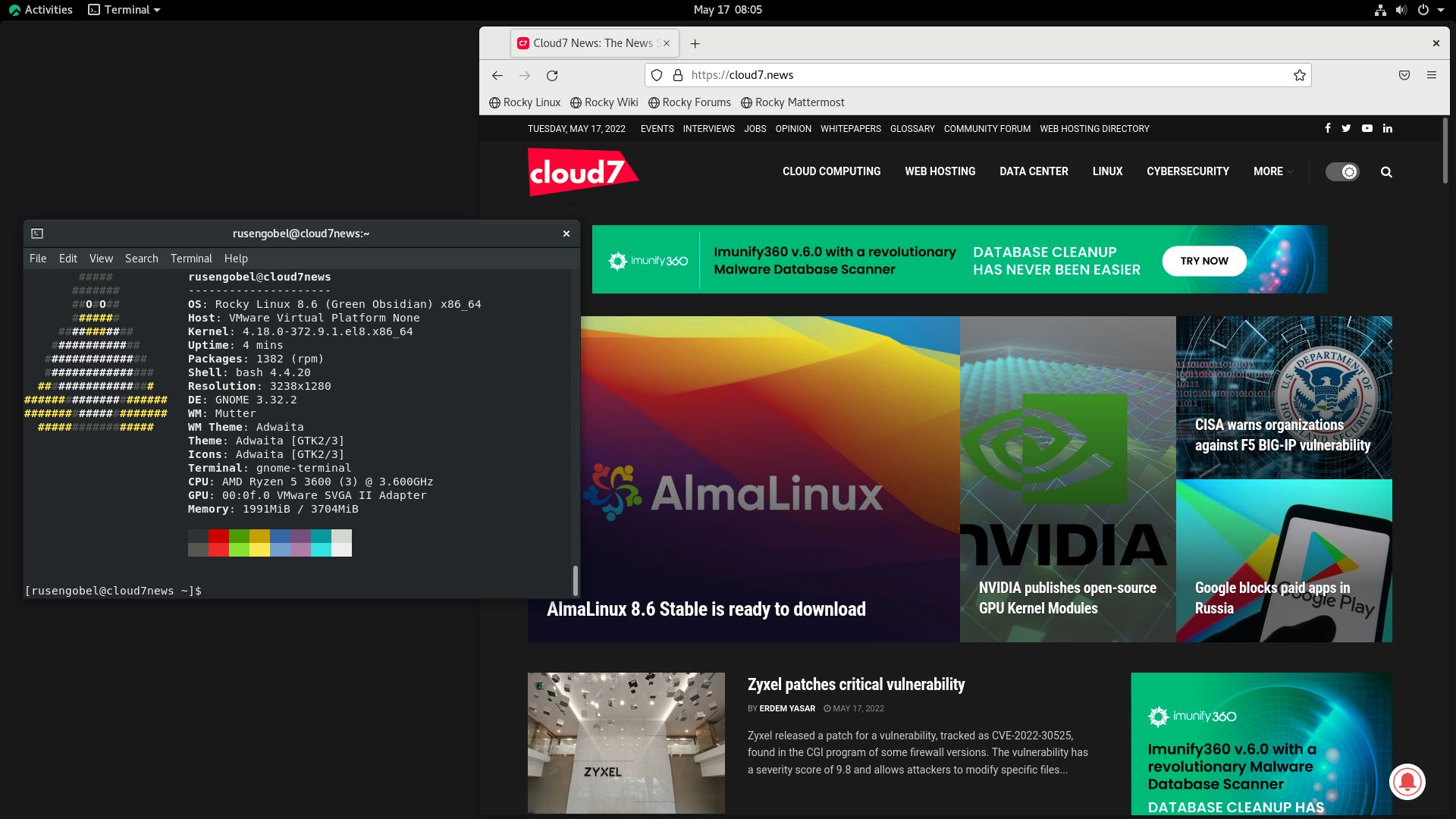 Captura de pantalla de Rocky Linux 8.6