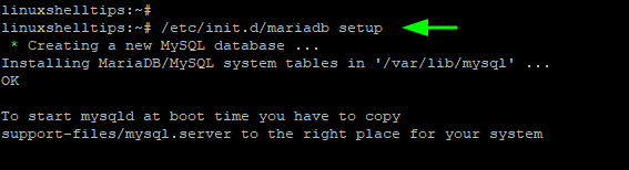Inicializar base de datos MariaDB