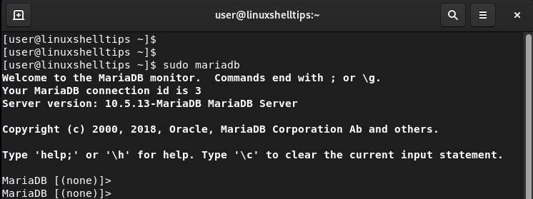 Iniciar sesión en MariaDB