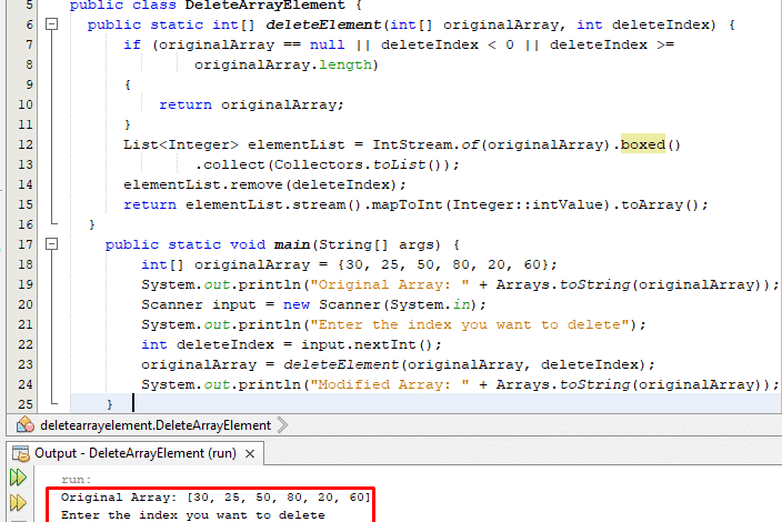 Cómo eliminar elementos de una matriz en Java
