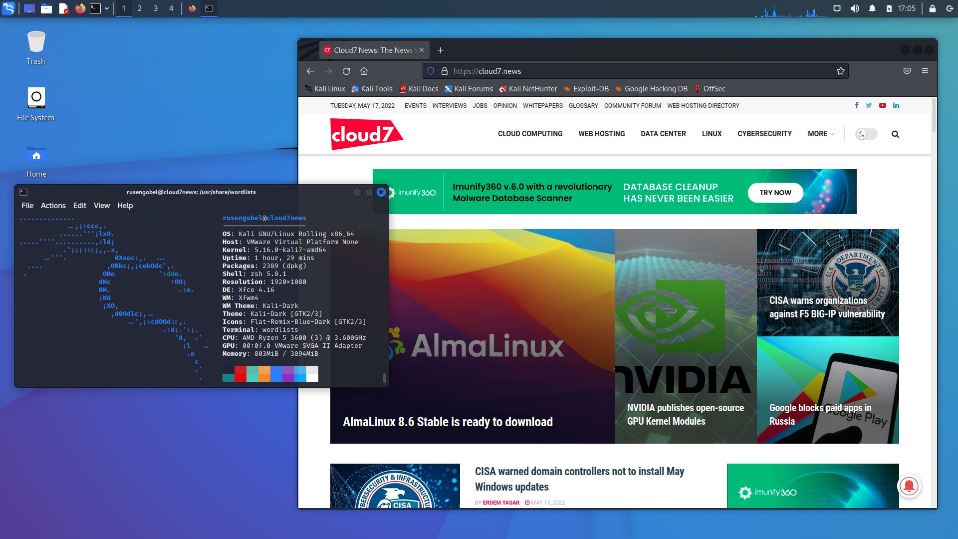 Kali Linux 2022.2 Captura de pantalla