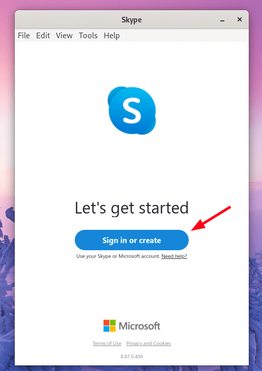 Inicio de sesión de Skype