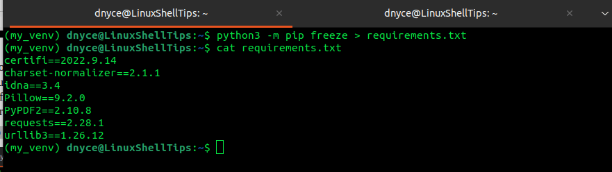Crear una lista de paquetes de Python