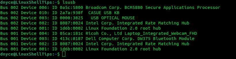 Lista de dispositivos USB de Linux