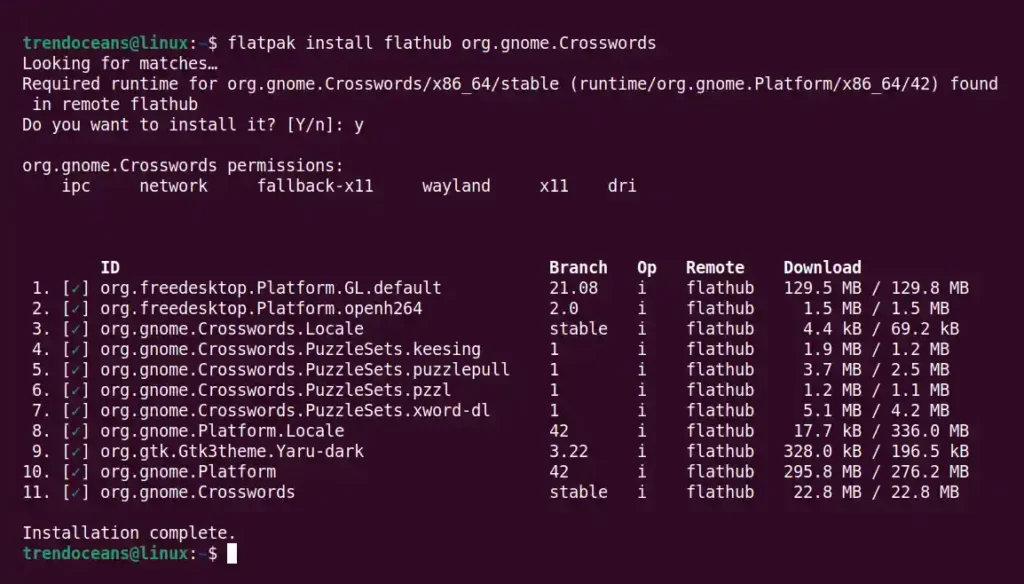 Instale Crossword en Linux desde Flatpak Package Manager