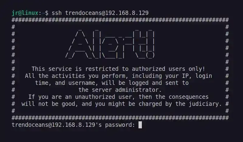 Mensaje de advertencia de seguridad para usuarios no autorizados que intentan acceder a hosts remotos