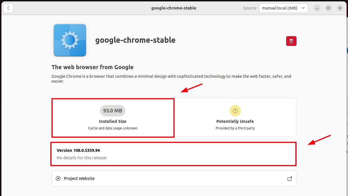 Resumen de instalación de Google Chrome