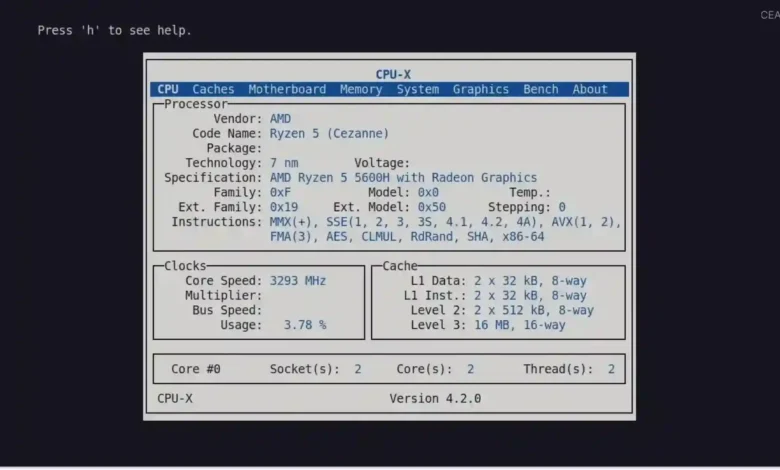 CPU-X: Encuentre su información de hardware de Linux en Pinch