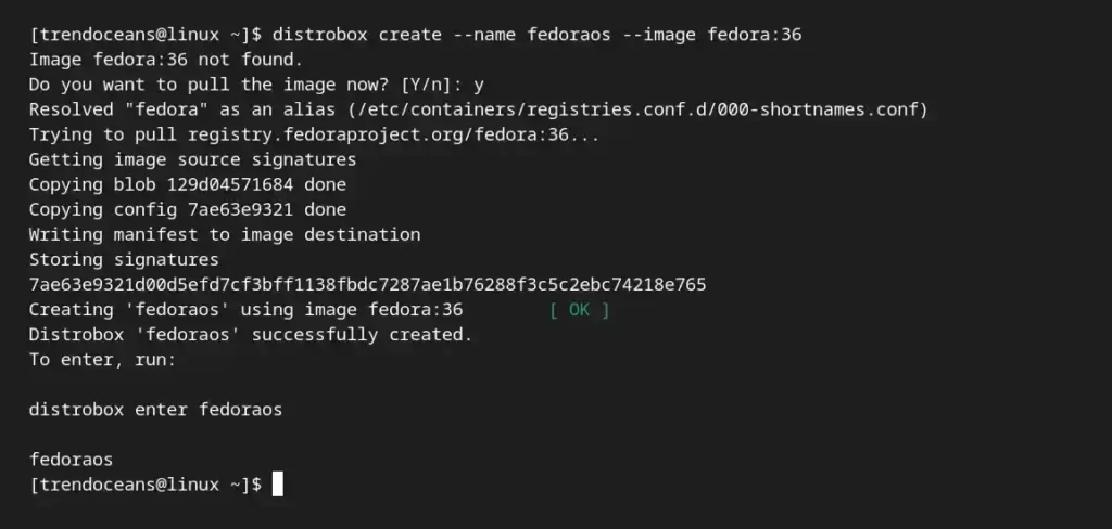 Crea un contenedor Fedora 36 con Distrobox