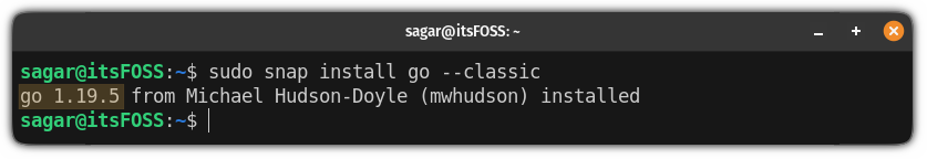 Instale la última versión de go language en Ubuntu usando snap