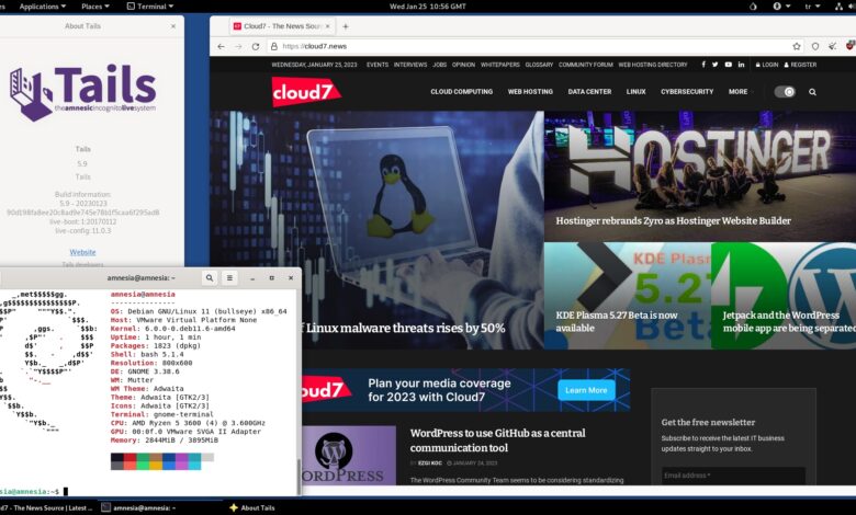 Imágenes de Tails Linux 5.8
