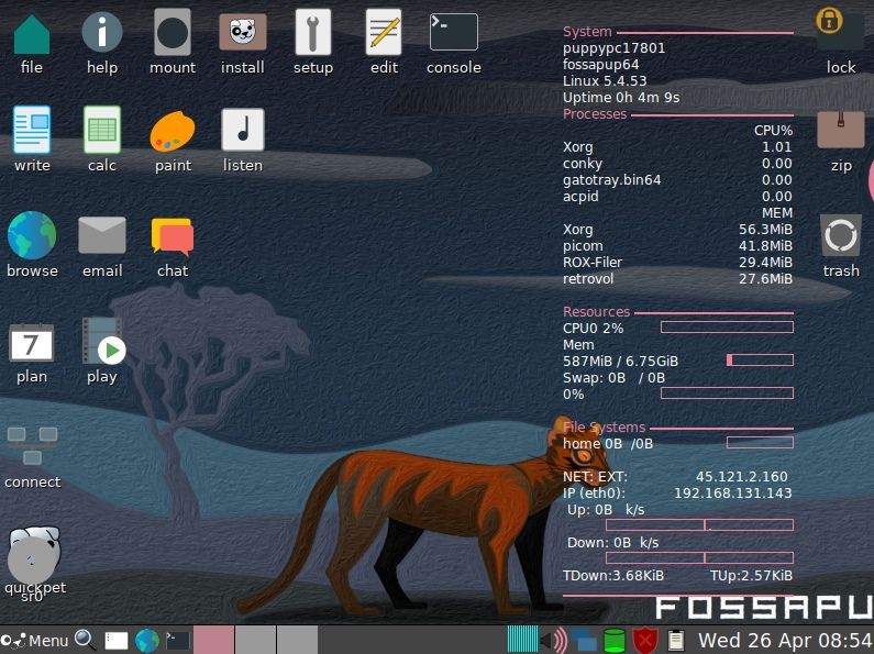 captura de pantalla de cachorro linux