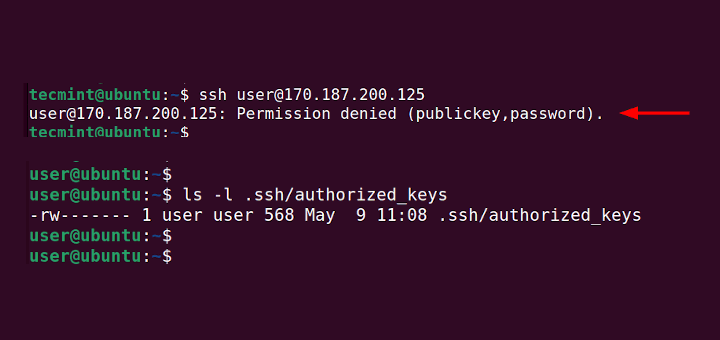 Cómo reparar el error de permiso SSH denegado (PublicKey)