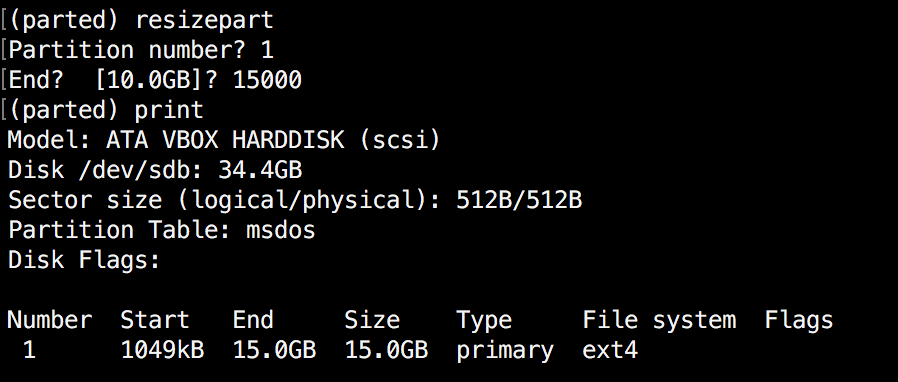Verifique la partición de cambio de tamaño de Linux