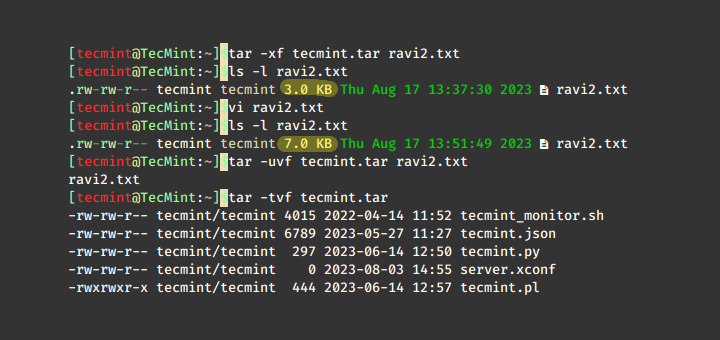 Cómo agregar, eliminar y actualizar archivos en archivos Tar en Linux