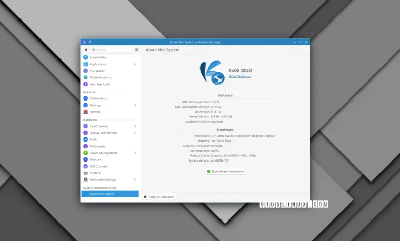 KaOS Linux 2023.09 agrega KDE Gear 23.08, cambiando el enfoque a KDE Plasma 6 ISO