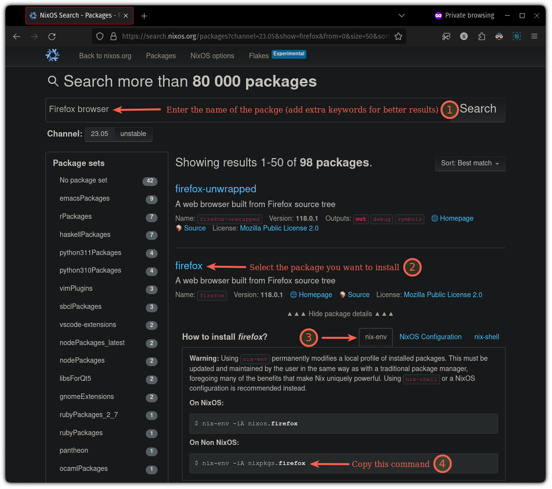 Utilice Nix Package Manager para buscar paquetes para instalar