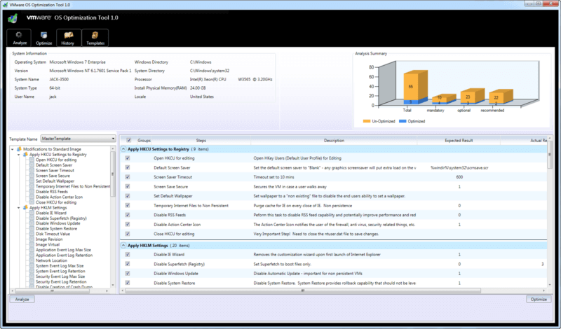 Herramienta de optimización del sistema operativo VMware