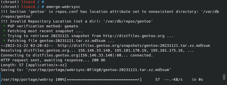 Instalar la instantánea del repositorio ebuild de Gentoo