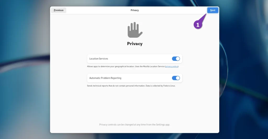 Configuración de privacidad en Fedora