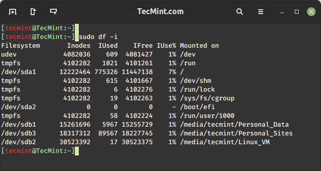 Verifique el uso de Inode en Linux