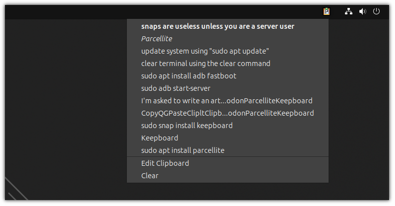 Administrador de portapapeles Parcellite en Linux