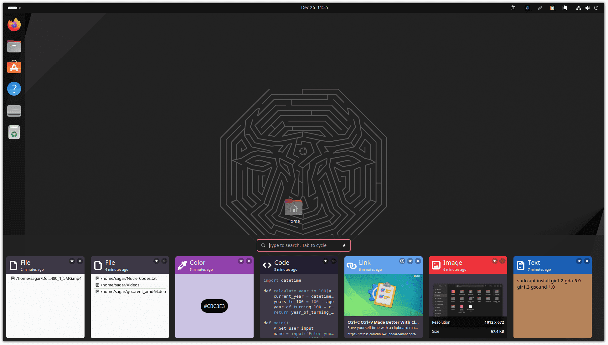 Administrador de portapapeles Pano para Linux