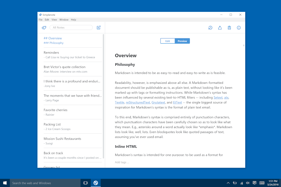 Simplenote: toma notas usando Markdown
