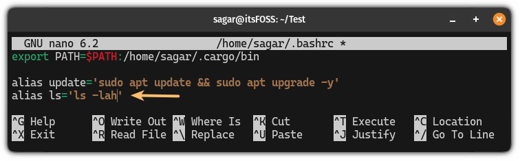 Cree un alias permanente para el comando ls en Linux