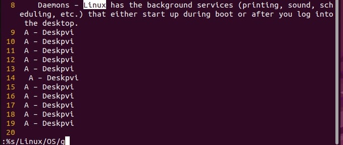 Reemplazar comando en el editor vim