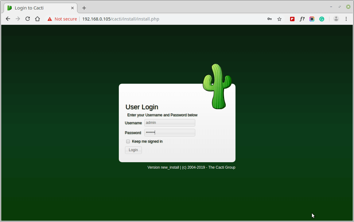 Inicio de sesión de usuario de cactus