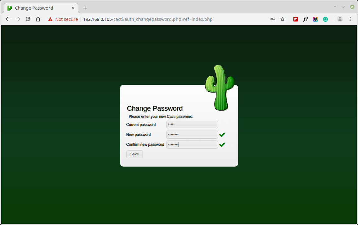 Cambiar contraseña de administrador de Cactus