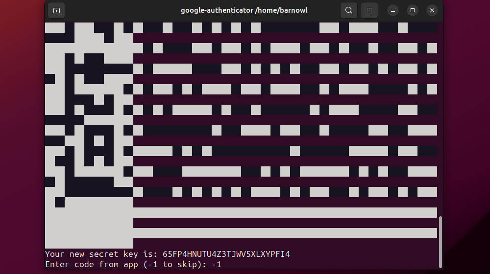 Captura de pantalla de la clave de autenticación de Google