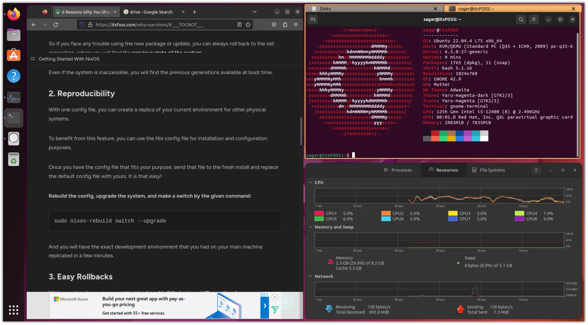 shell del sistema operativo pop en gnome